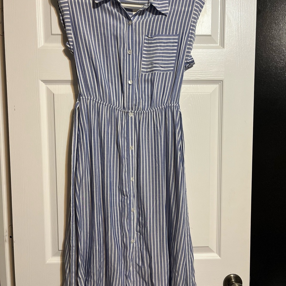 Blue and white striped Monteau dress with tags size large